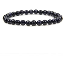 Synthetic Blue Sandstone Gemstone 6mm Round Beads Stretch Bracelet 7" Unisex