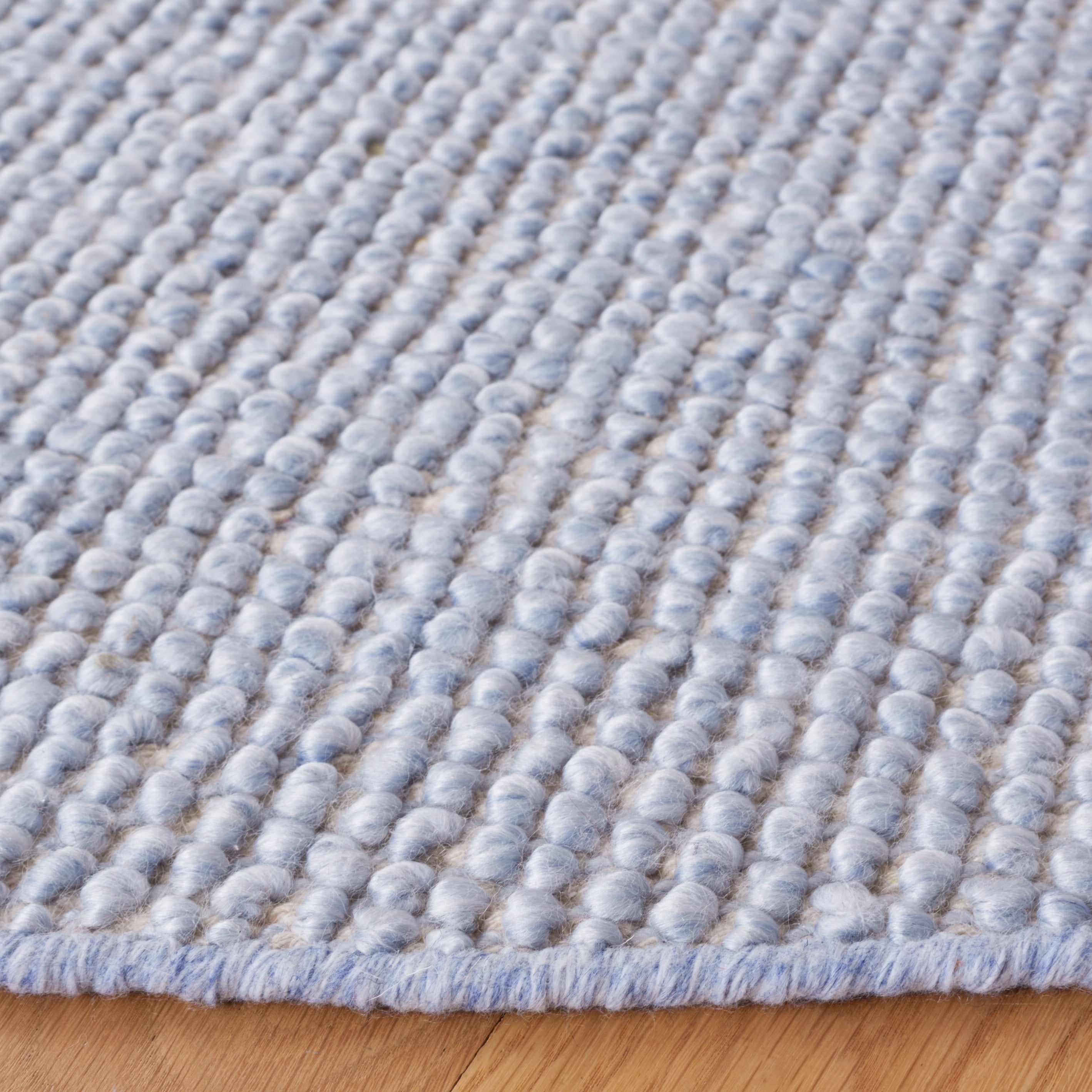 SAFAVIEH Natura Marina Striped Wool Area Rug, Light Blue/Ivory, 6' x 6' Round