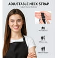 thumbnail image 5 of Syntus Paquete de 2 delantales de cocina 100% algodón ajustable con 2 bolsillos, delantales de cocina para mujeres, hombres, chef, color negro, 5 of 5