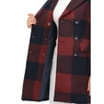 thumbnail image 7 of Allegra K Women's Notched Lapel Long Sleeves Double Breasted Plaids Overcoat, 7 of 7