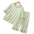 thumbnail image 5 of HVOBTTY Kid's Soft Daily Outdoor Sets, Toddler Summer Outfit Sets, Kids Casual Solid Color Lightweight Round Neck 3/4 Sleeve Top and Long Pants 2 Piece Sports Outfits Sets Green, 6-7 Years, 5 of 5
