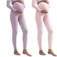 thumbnail image 2 of Neewe 2PCS Winter Women's Maternity Leggings Over The Belly Soft Warm Workout Pregnancy Yoga Pants, 2 of 3