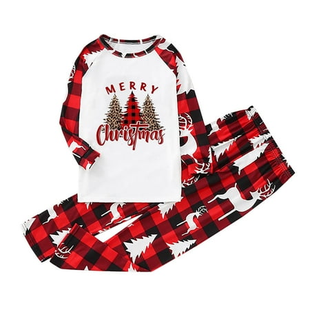 

Honeeladyy Parent-child Warm Christmas Set Printed Home Wear Pajamas Two-piece Kid Set Red Clearance under 10$