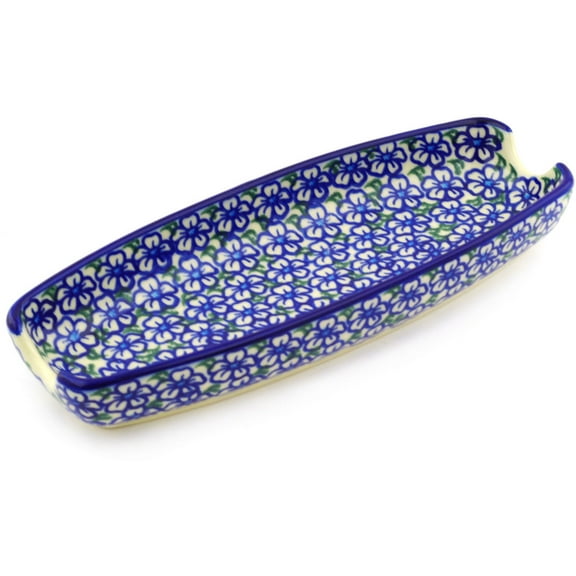 Polish Pottery 9¼-inch Corn Tray (Fields Of Glory Theme) Hand Painted in Boleslawiec, Poland Certificate of Authenticity