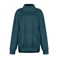 thumbnail image 2 of NMMUED Mock Neck Sweatshirt Plain Sweatshirt Women Sweatshirt with Pockets Womens Long Sleeve Tops Turtleneck Sweatshirt Turtle Neck Sweatshirts Women Womens Pullover Navy S, 2 of 6