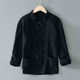 thumbnail image 5 of ROHUUQUE Men's Cotton Linen Shirts Stand Collar Long Sleeve Solid Frog Button Pocket Loose Casual Tops Daily Outdoor, 5 of 9