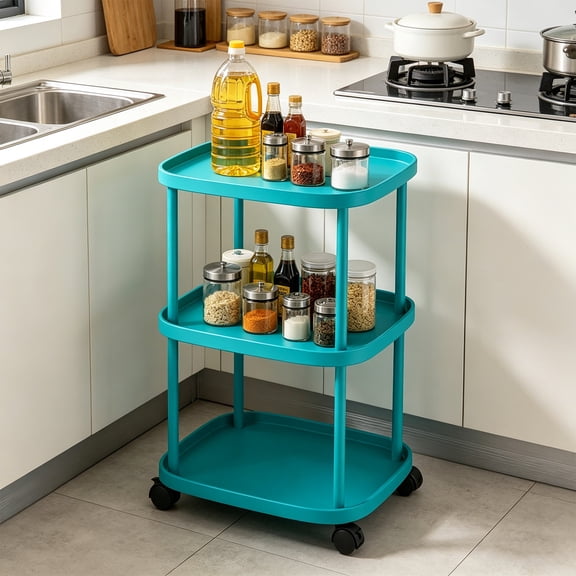 Fufafayo Rolling Mobile Side Table With Wheels Storage Cart For Bedroom Living Room Couch Bedside Narrow Space Organizer Tray Table On Casters