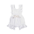 thumbnail image 1 of WEIYLL Girls Bodysuits Color Solid Ruffles Backcross Outfits Sleeveless Ribbed White Toddler Clothes for 3-6 Months, 1 of 4