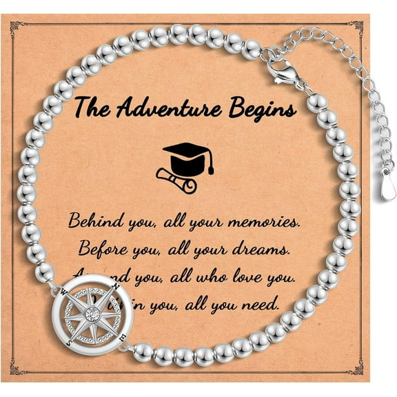 Graduation Gifts for Her, Class of 2025 High School 5th 6th 8th Grade College Masters Degree Graduation Compass Bracelet Jewlry Gifts for Girls Women