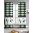 thumbnail image 2 of Farmhouse Green Plaid Sheer Curtains 84 Inch Length 2 Panels Set for Living Room/Bedroom, Vintage Country Cock Checkered Kitchen Curtains Grommet Semi-Sheer Curtains Window Treatments 42"x84"x2, 2 of 7