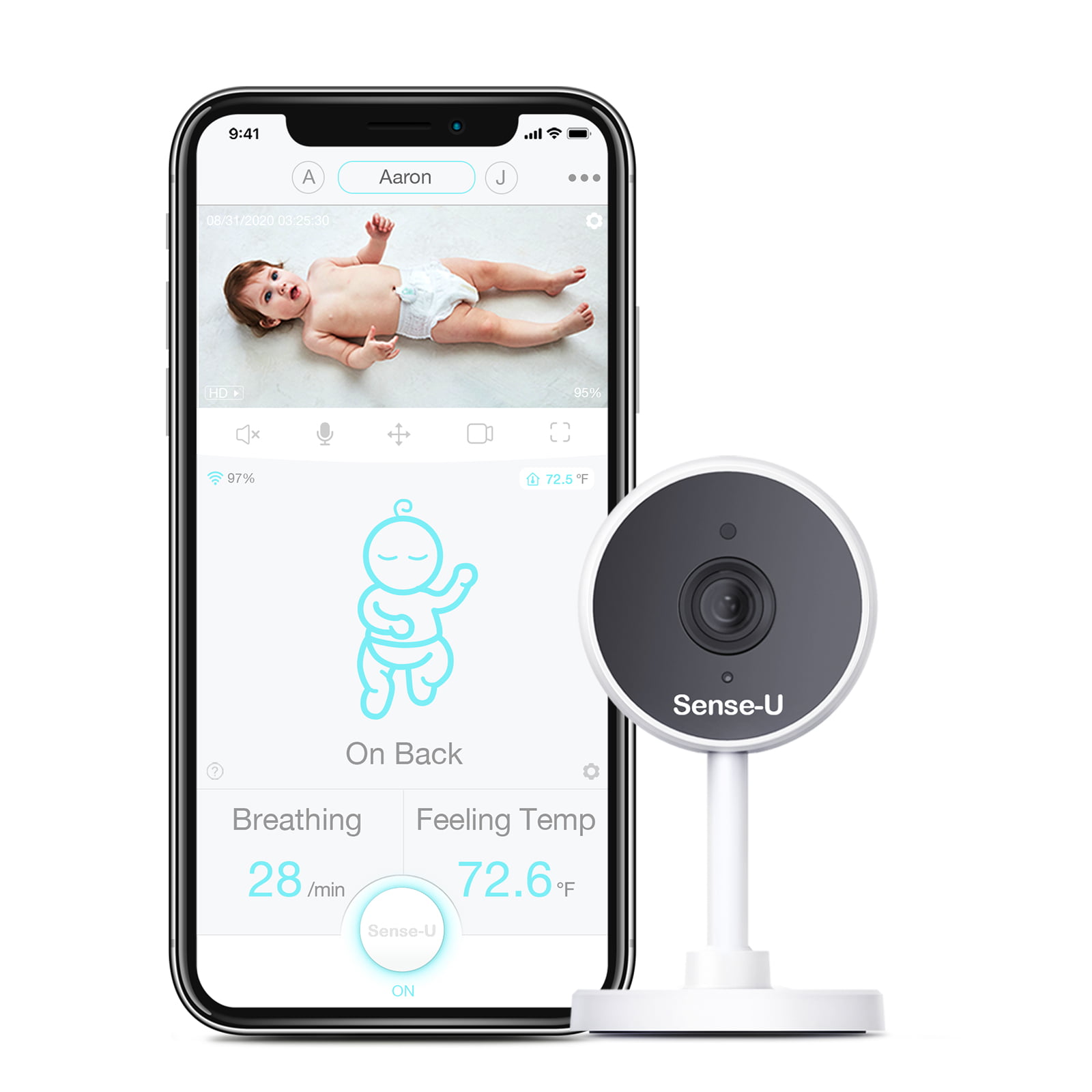 Sense-U Video+Breathing Movement Baby Monitor HD Camera WiFi Temperature Sensor 