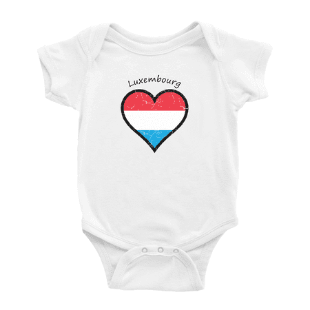 

Luxembourg Flag Heart Love Funny Baby Bodysuit Boy Girl Clothes