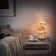 thumbnail image 6 of WOBOGO Red and Green Floral Pattern Bedroom Table Lamp USB Power Connector Wooden Base Round Linen Shade For Living Room Desk, 6 of 7