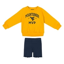 Girls Toddler Colosseum Gold/Navy West Virginia Mountaineers Beta Fleece Sweatshirt and Shorts Set