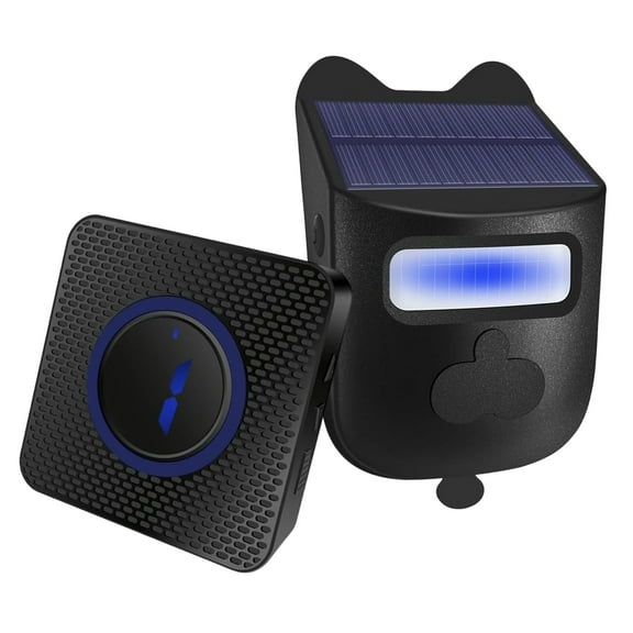 GJX Solar Driveway Alarm,984 Ft Long Range Wireless Driveway Alarm,Outdoor Waterproof Motion Detector Alarm,Home Alarm System with 1 Receiver and 1 Sensor