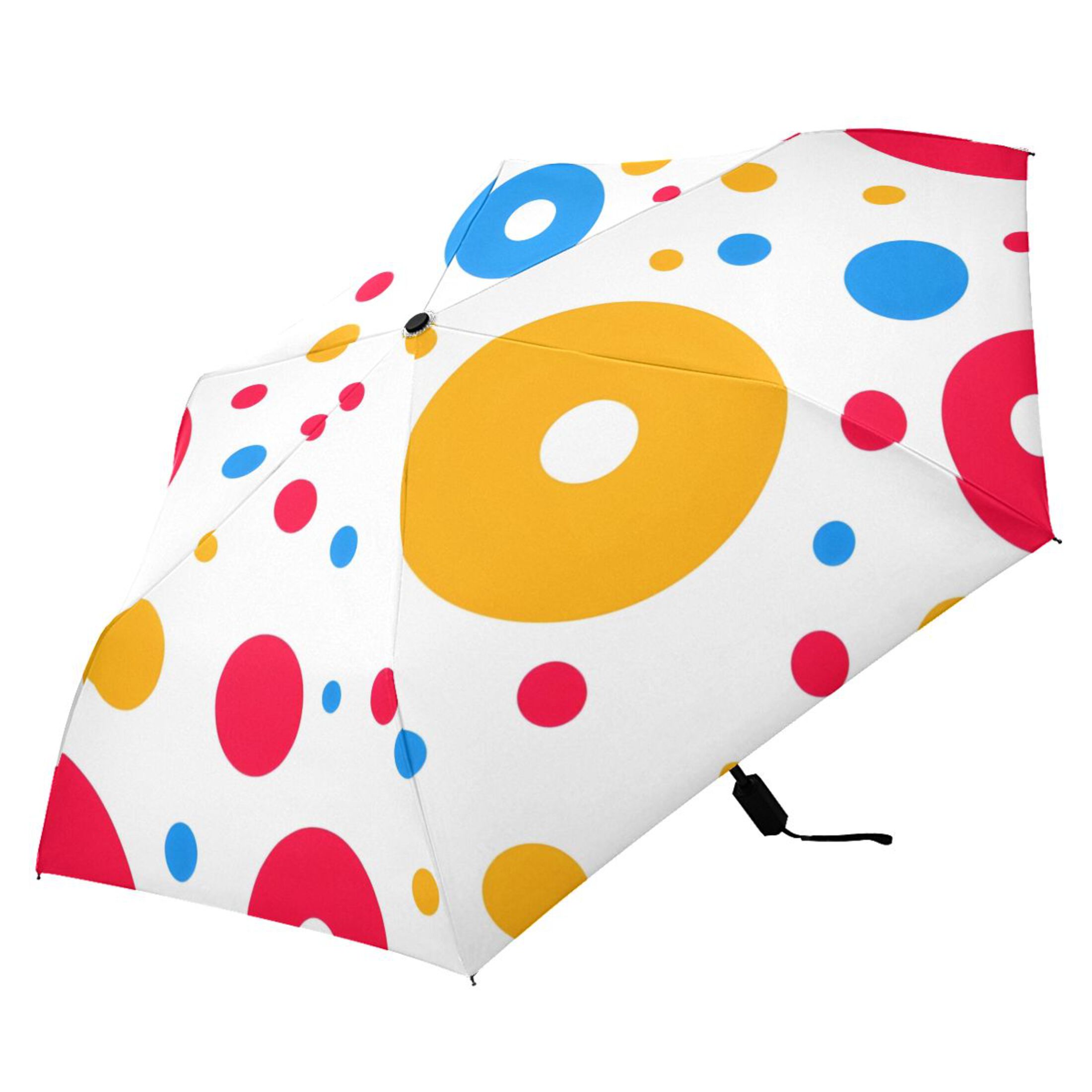 ALAZA Circle Polka Dots UPF 50+ Compact Folding Umbrella for Rain Travel Umbrella Packable