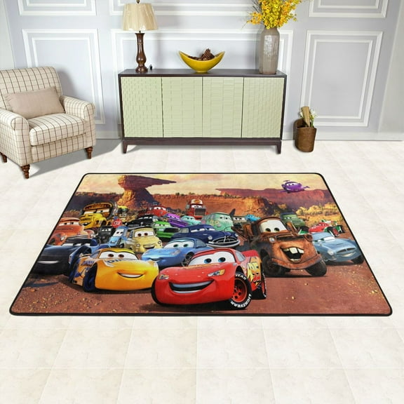 Cartoon Lightning Mcqueen Rugs Washable Cover Floor Rug Carpets Bathroom Decorations For Kitchen Bedroom Indoor Outdoor 36"X24"