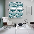 thumbnail image 4 of Turquoise Ombre Kitchen Curtains Sets for Windows 36 Inch Length, Modern Geometric Moire Abstract Art Rod Pocket Window Treatments Tier Curtains and Valances Set for Bedroom/Bathroom, 4 of 8