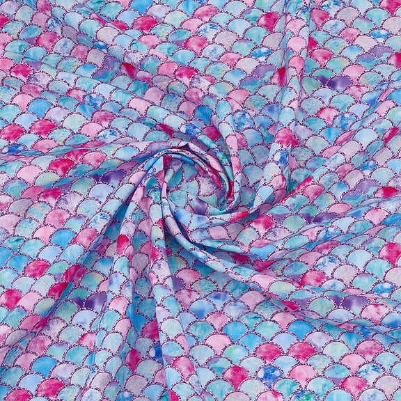 Scales Fabric 39.4x57inch Fish Scale Pattern Polyester Cotton Fabric Pink Blue Printed Fabric for DIY Craft Home Decoration