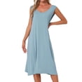 thumbnail image 1 of Camisón de algodón para mujer sin mangas, vestido largo de tanque, chemise de escote redondo, pijamas de salón, camiseta de noche L azul claro, 1 of 6
