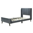 thumbnail image 3 of PAPROOS Upholstered Twin Bed Frame, New Upgraded Velvet Fabric Platform Bed with Headboard, Strong Wooden Slats Support, Single Bed Frame for Kids Boys Girls, Holds 600lbs, No Box Spring Needed, Gray, 3 of 11