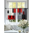thumbnail image 4 of Red Black Color Block Sheer Curtains 45 Inches Long 2 Panels Retro Modern Light Filtering Semi Sheer Window Curtains Drapes for Bedroom Living Room 52"x45", 4 of 7