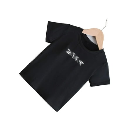 

Casual Letter Print Round Neck Short Sleeve Black Toddler Boy T-Shirts ( Boy s)