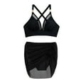 thumbnail image 5 of Womens Swimsuits High Wasited Solid Color Bikini 3Pcs Set Swimsuits Cruvy Mesh Swim Skirt Fashion Swimwear Black XL, 5 of 5