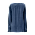 thumbnail image 4 of Scyoekwg Long Sleeve Tee Shirts for Women Trendy V-Neck Tunic Tops Classic Solid Colors Velvet Buttons Pokets Casual Loose Lightweight Blouses Long Sleeve Shirts Comfy Pullover Shirts Blue L, 4 of 5