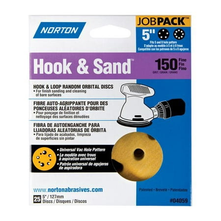 

Norton Hook & Sand 5 in. Aluminum Oxide Hook and Loop A290 Sanding Disc 150 Grit Fine 25 pk