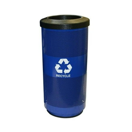 

Recycle Unit with Recycle Flat Top Lid with 1 Hole Opening & Plastic Liner Blue