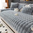thumbnail image 1 of Thick Rabbit Plush Sofa Covers,Non Slip Faux Fur Sofa Cover for L Shape Sectional Sofa Slipcover, Furniture Protector Fluffy Slipcovers for Living Room (Gray,110 * 240cm/43.3 * 94.5in), 1 of 6