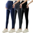 thumbnail image 2 of Zylanna Yoga Maternity Leggings 3PC, Daily Wear Pants Soft Highly&nbsp;Elastic Pregnancy Casual Pants Black, 2 of 8