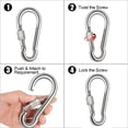 thumbnail image 3 of 6 clips de mosquetón de bloqueo, mosquetón de bloqueo de gancho de resorte de acero inoxidable resistente - clip de mosquetón de tornillo de pulgar de acero inoxidable premium 304, 3 of 5