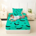 thumbnail image 4 of Homewish Neon Halloween Bat Twin Sheets,Mini Bow Print Bedding,Mint Green Black,3pcs,1 Fitted Sheet and 1 Pillowcase, 4 of 6