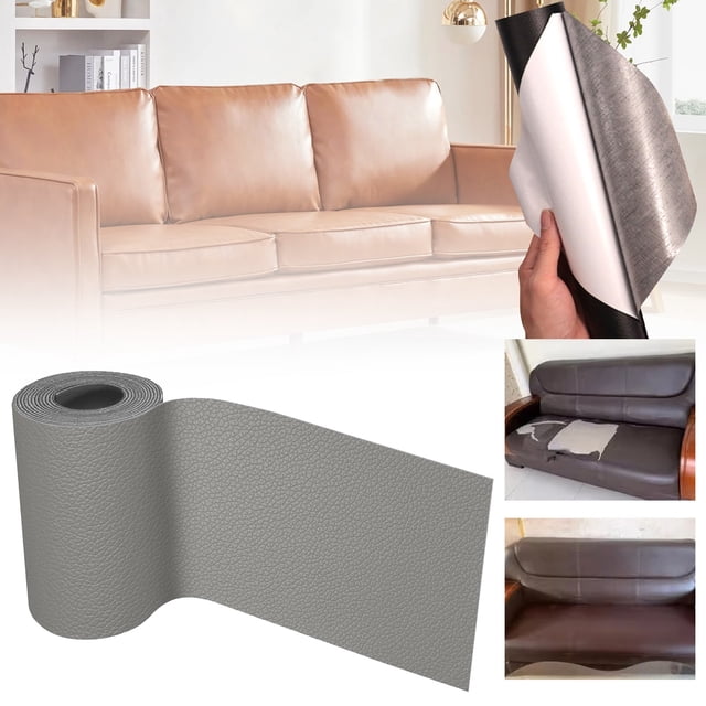 7.6cm*152cm Light Gray Self-Adhesive Leather Repair Patch - Waterproof Vinyl Sticker for Sofas, Furniture, Cabinets & Car Seats