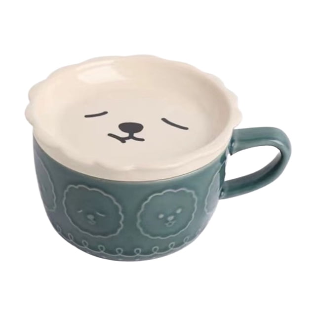 Toystoory Taza de cerámica hecha a mano con patrones vívidos, capacidad de 320ml, boca suave, agarre cómodo, suave Utensilios de cocina Copa Oveja