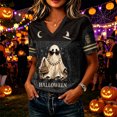 thumbnail image 4 of Stralyhd Fall Women Shirts Retro Camper Ghost Tee Night Club V‑neck Tops Cottagecore Short Sleeve Shirt M, 4 of 4