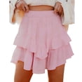 thumbnail image 2 of Xdegoge High Waisted Skirt for Women Mini Tiered Solid Summer Skirts Ruffle Flowy Chiffon Party Date Night, 2 of 5