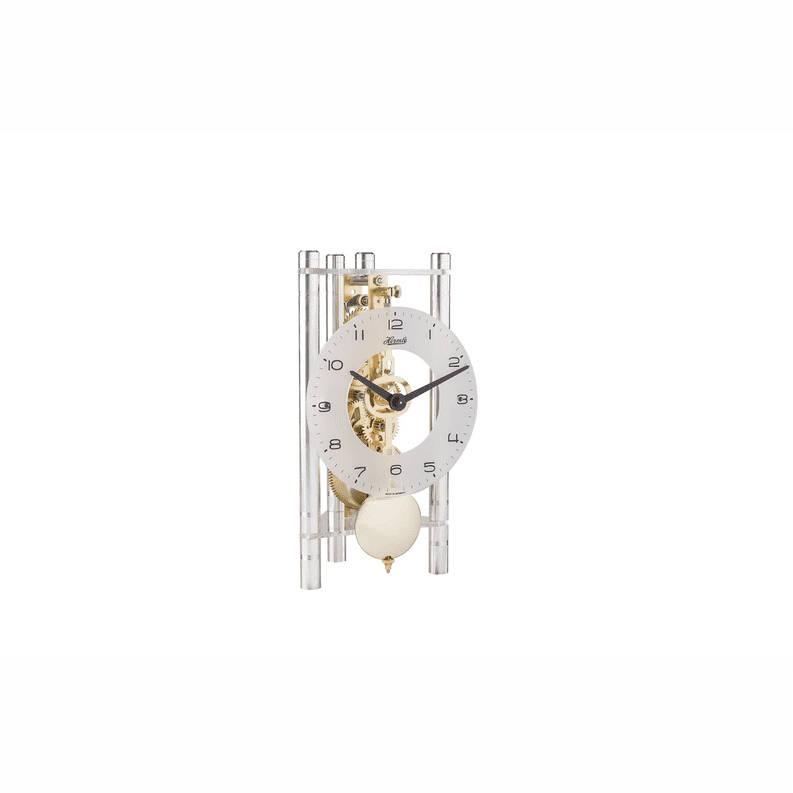 Hermle 23022 X 40721 Lakin Triangular Table Clock Silver with Glass Dial & Brass Pendulum image