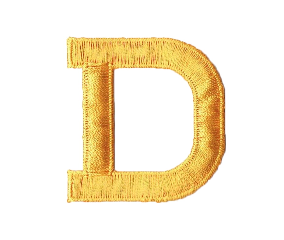 Alphabet Letter D Color Yellow 2" Block Style Iron On