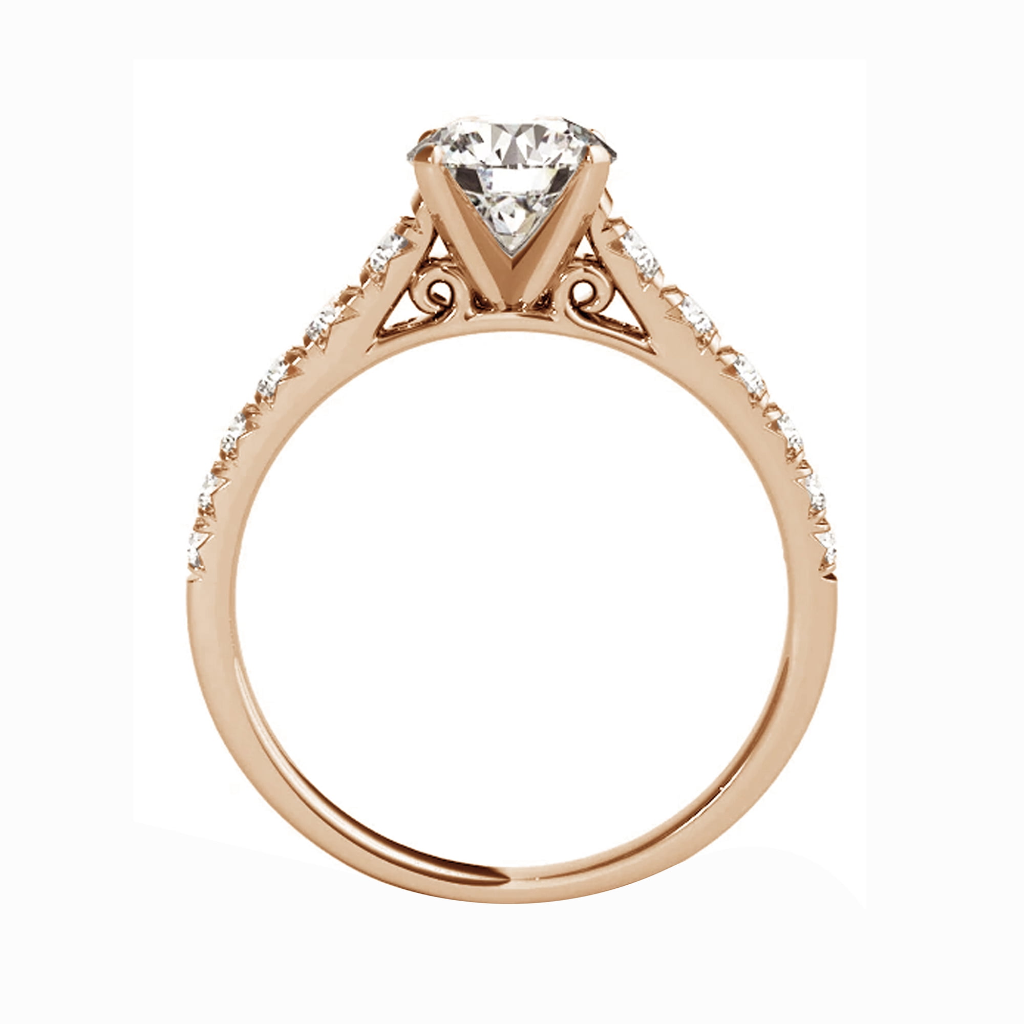 Arista 2.25 cts Round Swarovski Diamond Solitaire Bridal Set in Pink Plated Sterling Silver