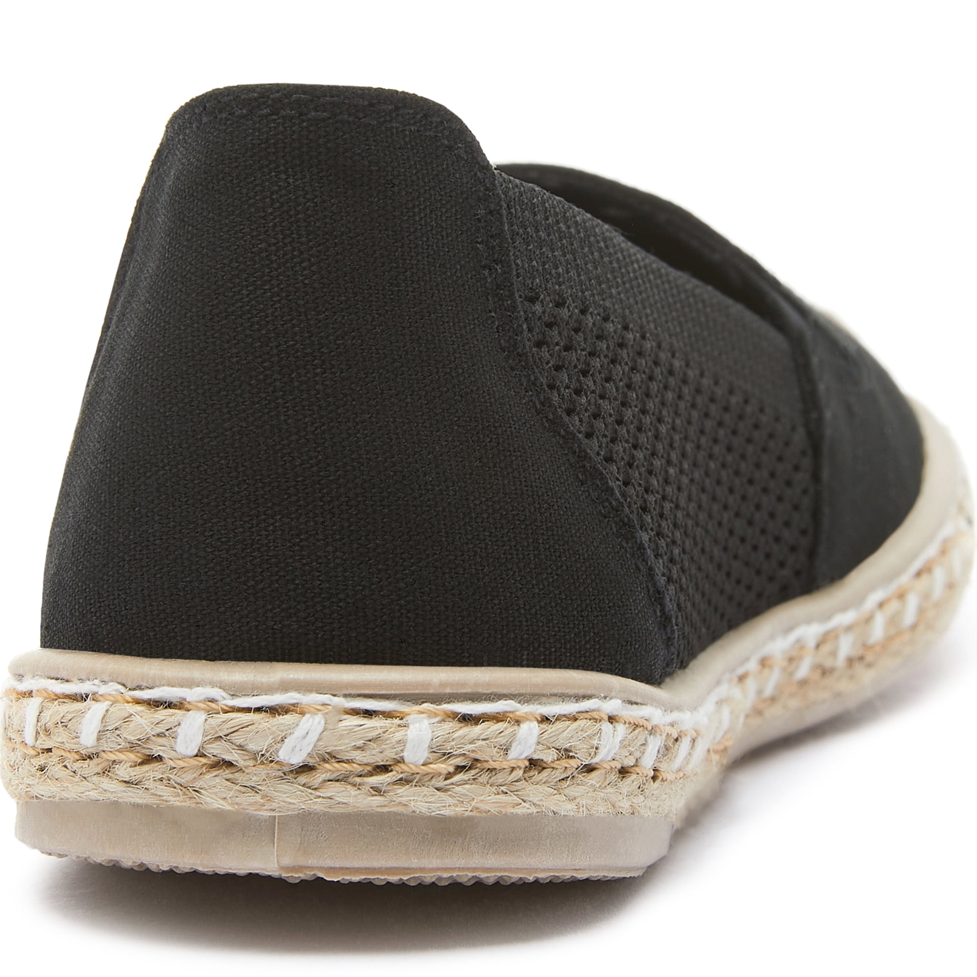 AOMAIS Women Espadrille Flats Mesh Knitted Shallow Slip Ons Comfy Breathable Canvas loafers Casual Daily Walking Shoes for Lady(Black US9)