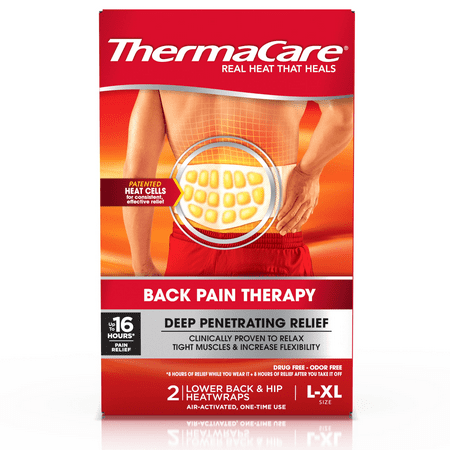 ThermaCare Lower Back & Hip Large/X-Large Pain Relief Heat Wraps, 2 Ct