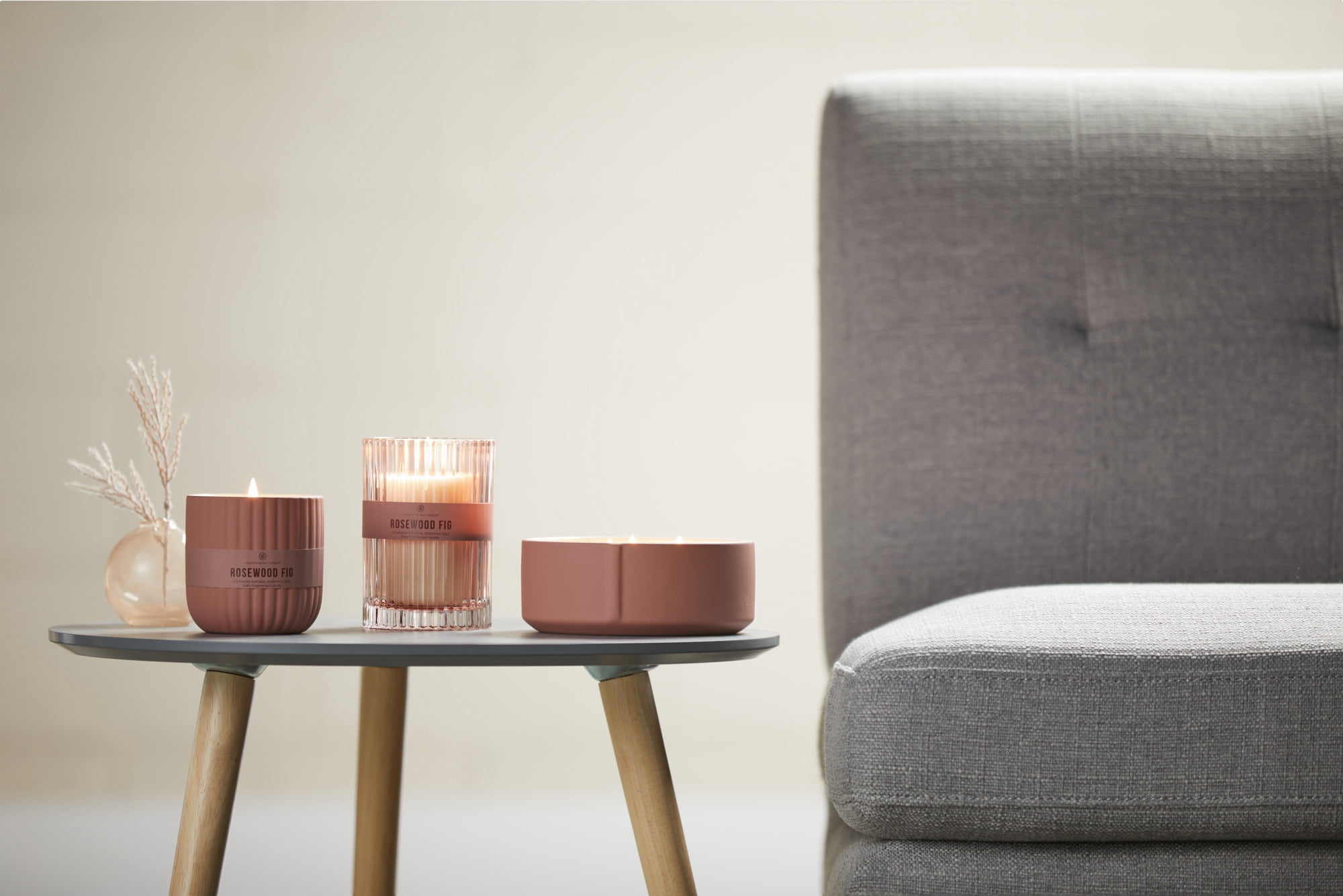Chesapeake Bay Candle Minimalist Collection Rosewood Fig - 12.7oz Large Ribbed Glass Jar Candle