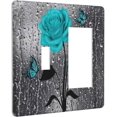 thumbnail image 2 of AIR-2 Combinaison 1-Toggle 1-Rocker GFCI/décorateur Interrupteur de Sortie Couverture Romantique Turquoise Bleu Gouttes de Pluie Rose Fleur Florale Papillon Combo Décoratif Réceptacle Double Appareil Mural, 2 of 4