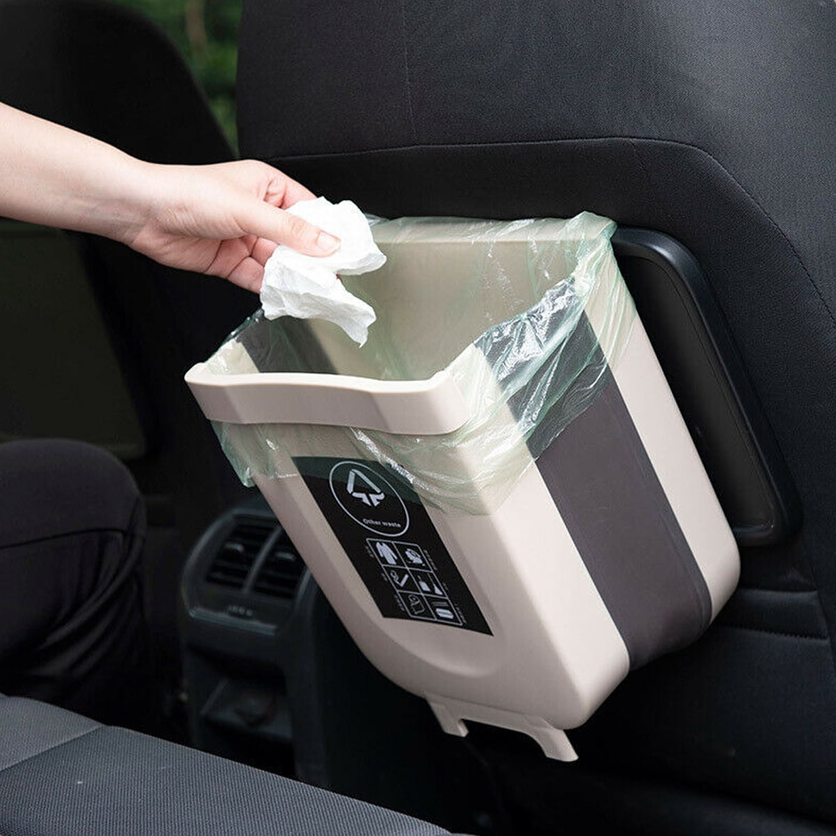 Folding Wall Mounted 2.1Gallon Kitchen Bathroom Car Waste Bin Trash Garbage Can