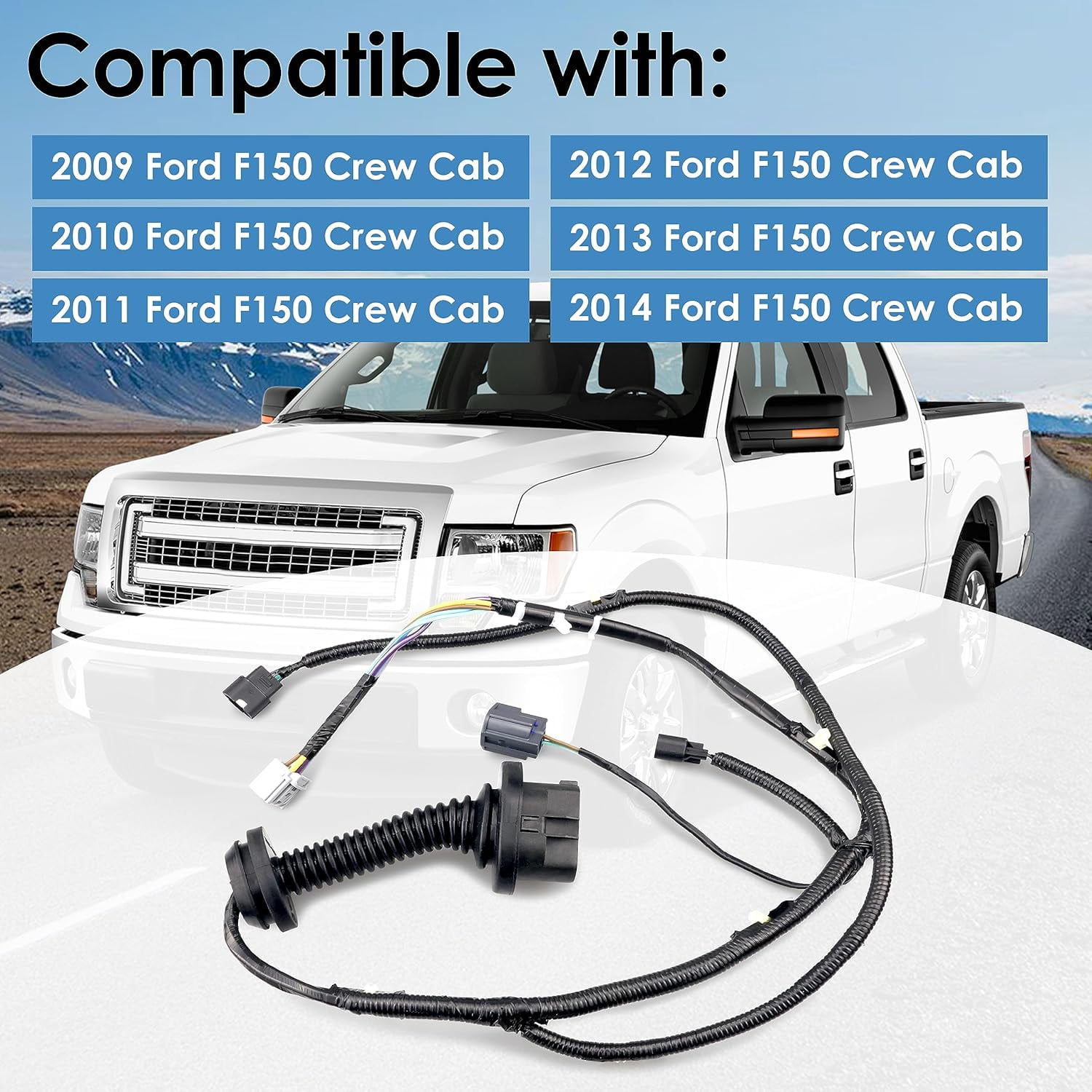 Driver Side LH Rear Door Jumper Wire Assembly Compatible with 2009-2014 Ford F150 Crew Cab Replace