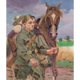 thumbnail image 2 of Wojciech Kossak 15x17 Black Ornate Wood Framed Double Matted Museum Art Print Titled - A Soldier with a Horse (1919), 2 of 5