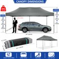 thumbnail image 6 of SANOPY 10' x 20' Canopy Tent EZ Pop Up Party Tent Portable Instant Commercial Heavy Duty Outdoor Market Shelter Gazebo with Roller Bag, Gray(Windproof Upgraded), 6 of 8